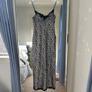 Lolita Lempika size 40 runway 1999 Floral Lace-Trim Maxi Dress - Black & White